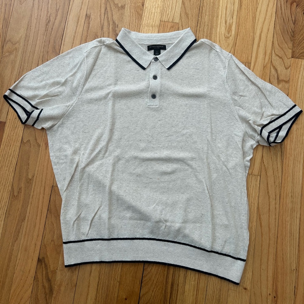 NWOT Banana Republic BIRDSEYE STITCH POLO